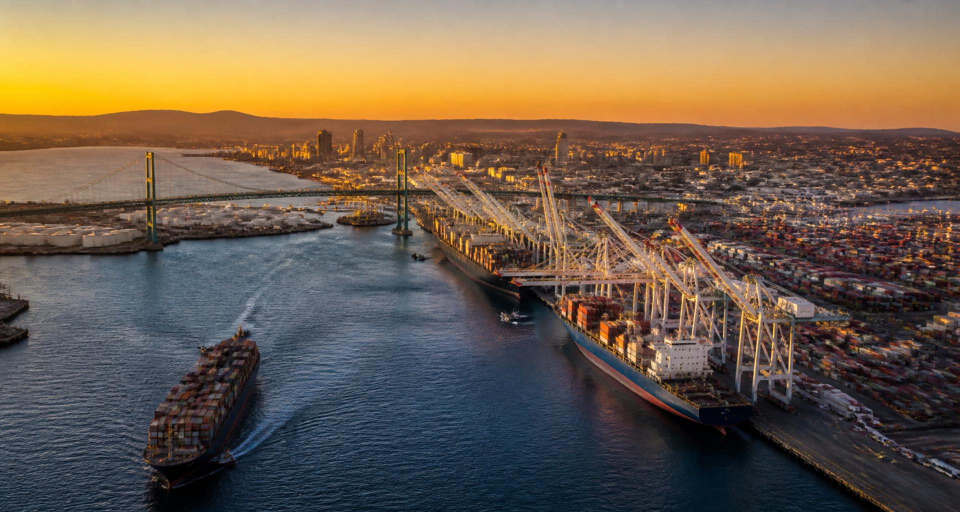 Aerial view of the Port of Long Beach
